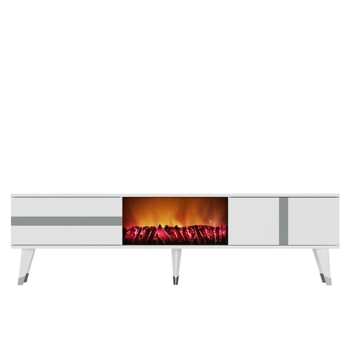 Hanah Home Vania Fireplace - Blanco, Plata